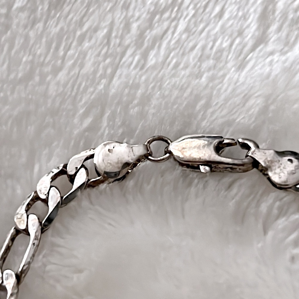 🩶 VINTAGE 7-3/4” SILVER PLATED LOBSTER CLAW CLASP LINK BRACELET Unisex OS - Picture 5 of 6